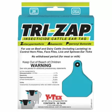 Y-Tex Tri-zap 20 Count Insecticide Fly Cattle Ear Tags