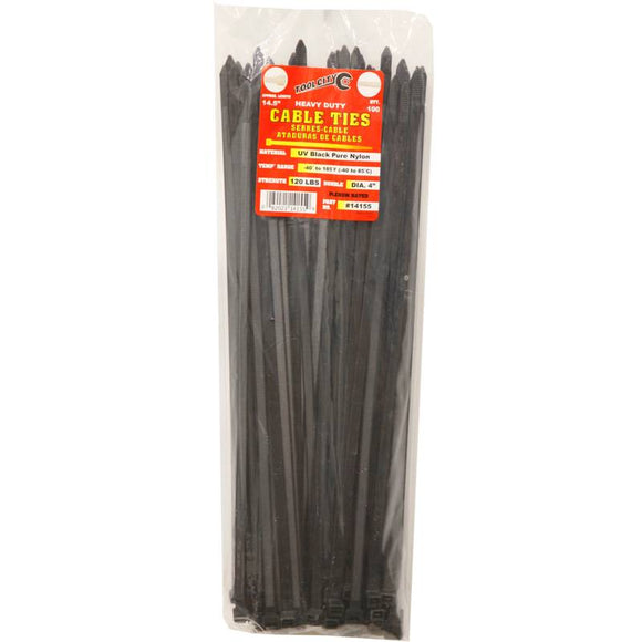 Tool City 14.5 in. L Black Cable Tie 120LB HD 100 Pack