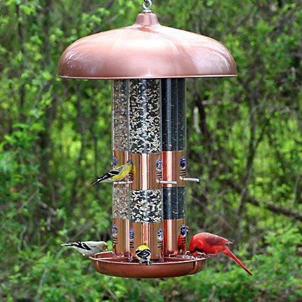 Perky-Pet® Copper Finish Triple Tube Bird Feeder - 10 lb Seed